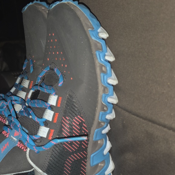Adidas Gray and Blue Running Shoes with Red Accents - Picture 1 of 7